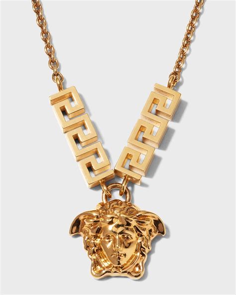 versace chain medusa necklace silver|Versace Medusa medallion necklace.